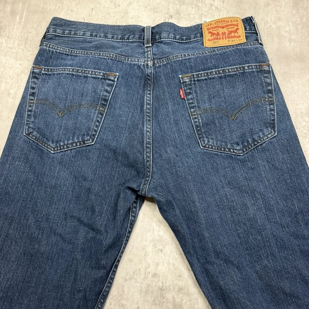 Levis 527 Jeans Mens 32x34 Blue Bootcut Mid Rise Dark Wash Cotton Work Rodeo